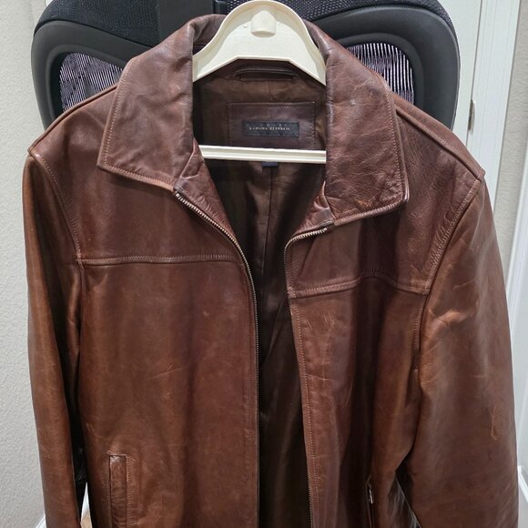 Share Men’s Banana Republic Brown Genuine Leather Jacket XL Great Condition Gift - Picture 1 of 6
